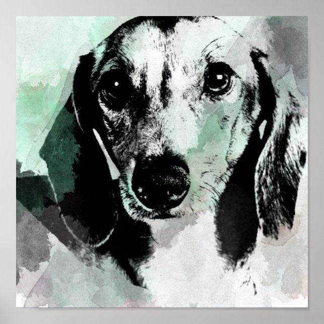 Dachshund Watercolor Print. Poster (Framsidan)