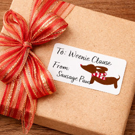 Dachshund Wearing a Warm Scarf Christmas Gift Tags Adressetikett