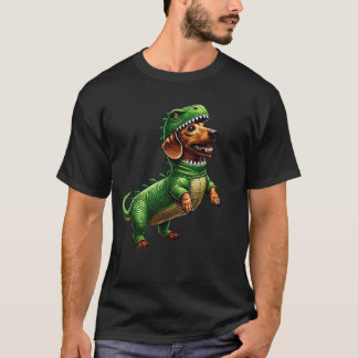 Dachshund Wearing Dinosaur Outfit Funny Dog Lover T Shirt