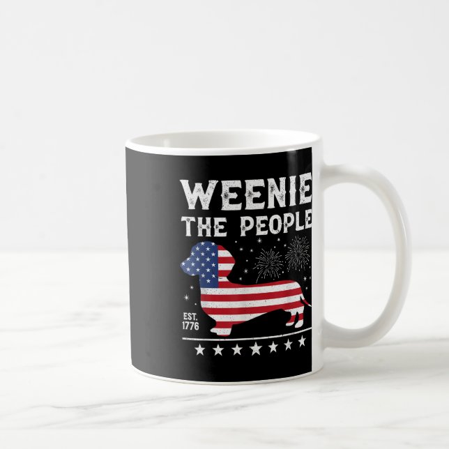 Dachshund Weenie Människor Roligt Amerikansk Flagg Kaffemugg (Höger)