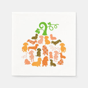 Dachshund Weenie Witch Tarot Hund Pumpkin Hallo Pappersservett
