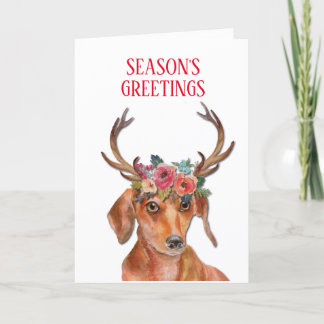 Dachshund Weiner Doxie Daxi Hund Blommigt Antlers Helgkort