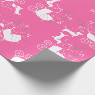 Dachshund Weiner Hund Baby Shower Fransk Rosa Girl Presentpapper