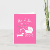 Dachshund Weiner Hund Baby Shower Fransk Rosa Girl