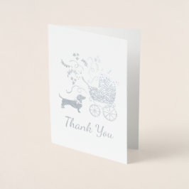 Dachshund Weiner Hund Baby Shower Gender Neutral Folierat Kort