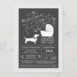 Dachshund Weiner Hund Baby Shower Gender Neutral Inbjudningar