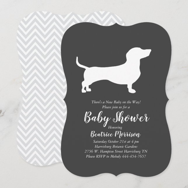Dachshund Weiner Hund Baby Shower Gender Neutral Inbjudningar (Fram/baksida)