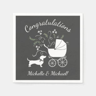 Dachshund Weiner Hund Baby Shower Gender Neutral Pappersservett
