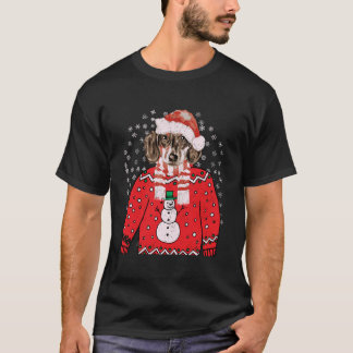 Dachshund Weiner Hund Doxie Ugly Julafton Santa Pu T Shirt