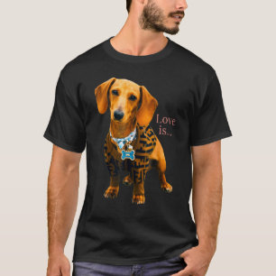 Dachshund Weiner Hund Mamma Pappa Kärlek Doxie Pup T Shirt