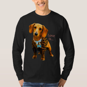 Dachshund Weiner Hund Mamma Pappa Kärlek Doxie Pup T Shirt