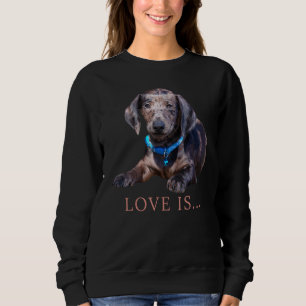 Dachshund Weiner Hund Mamma Pappa Kärlek Doxie Pup T Shirt
