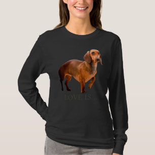 Dachshund Weiner Hund Mamma Pappa Kärlek Doxie Pup T Shirt