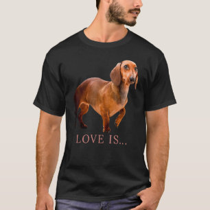 Dachshund Weiner Hund Mamma Pappa Kärlek Doxie Pup T Shirt