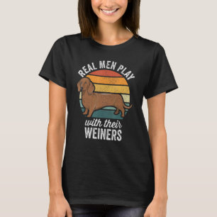 Dachshund Weiner Hund Real Manar leker med sin Wei T Shirt