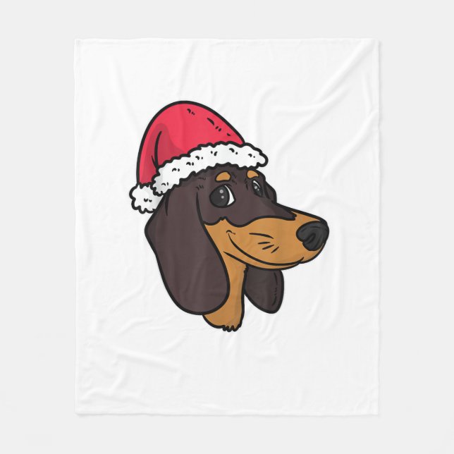 Dachshund Weiner Hund Santa jul Fleecefilt (Framsidan)