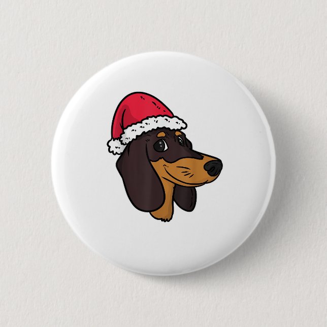 Dachshund Weiner Hund Santa jul Knapp (Framsida)