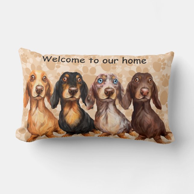 Dachshund Welcome Pillow Lumbarkudde (Framsida)