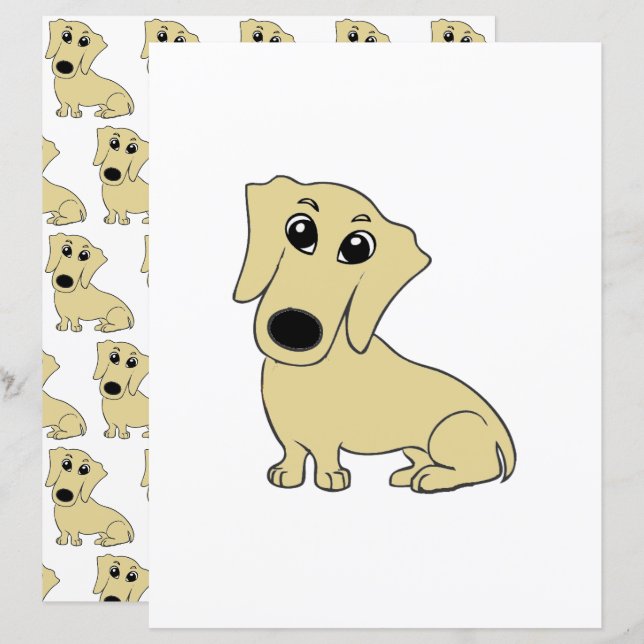 dachshund wheaton serietidning skrapbok papper (Fram/baksida)