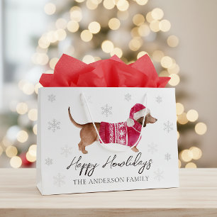 Dachshund Wiener Dog Akvarell Husdjur Vinter Jul
