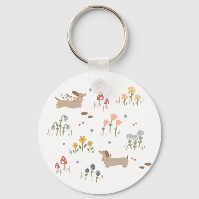 Dachshund Wiener Dog Älskare Vildblomma Hem Nyckelring (Framsida)