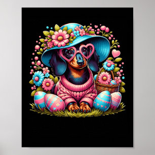 Dachshund Wiener Dog Blommiga Ägg Påskdag Hund Lo Poster