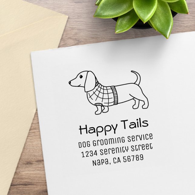 Dachshund Wiener Dog Frisörverksamhet Adress Stämpel (Skapare uppladdad)