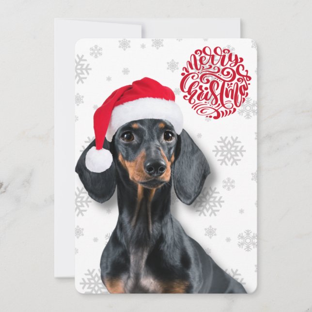 Dachshund Wiener Dog Husdjurs Snöflinga Jul  Julkort (Framsida)