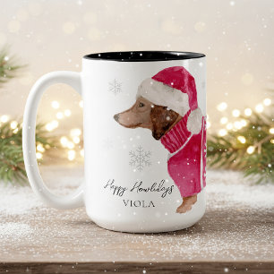 Dachshund Wiener Dog Personlig Vattenfärg Husdjur Två-Tonad Mugg