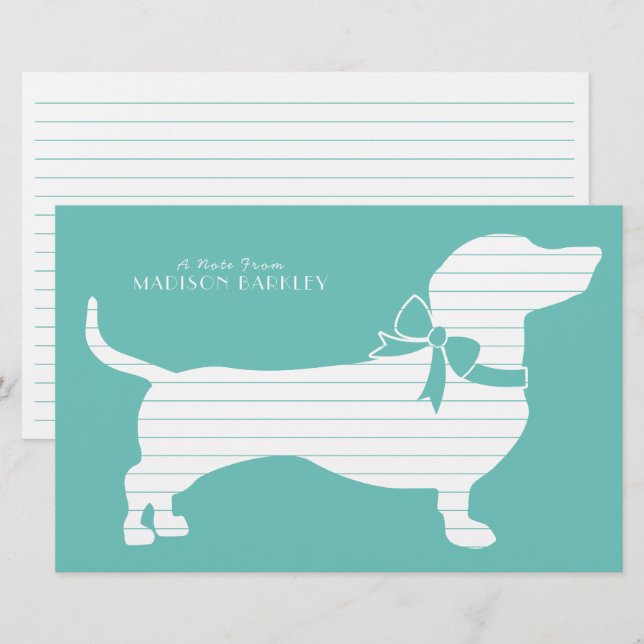 Dachshund Wiener Dog Puppy Stationery Brevpapper (Fram/baksida)
