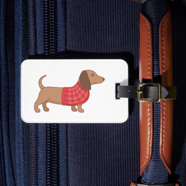 Dachshund Wiener Dog Röd Karettröja Bagagebricka (Framsida Insitu 4)