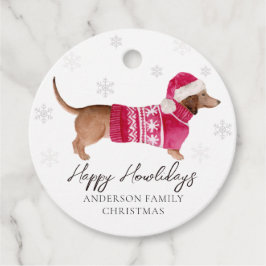 Dachshund Wiener Dog Watercolor Pet Winter Holiday Gåvor Etiketter