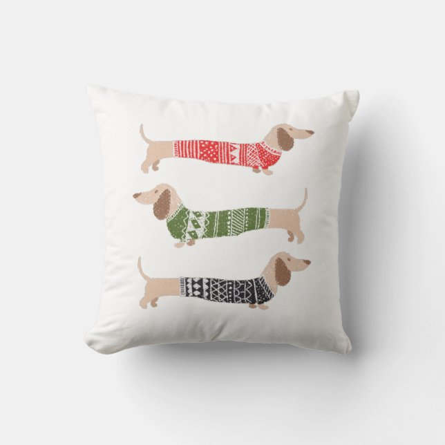 Dachshund Wiener Dogs Jultröja Högtid Kudde (Framsida)
