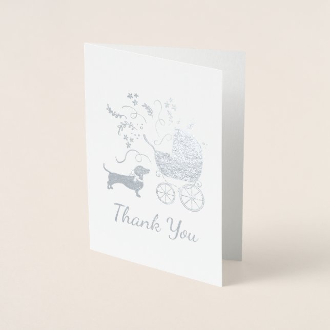Dachshund Wiener Hund Baby Shower Blue Boy Folierat Kort (Framsida)