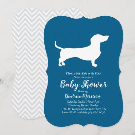 Dachshund Wiener Hund Baby Shower Blue Boy Inbjudningar