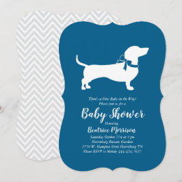 Dachshund Wiener Hund Baby Shower Blue Boy Inbjudningar