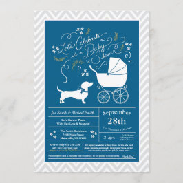 Dachshund Wiener Hund Baby Shower Blue Boy Inbjudningar