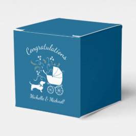 Dachshund Wiener Hund Baby Shower Blue Boy Presentaskar