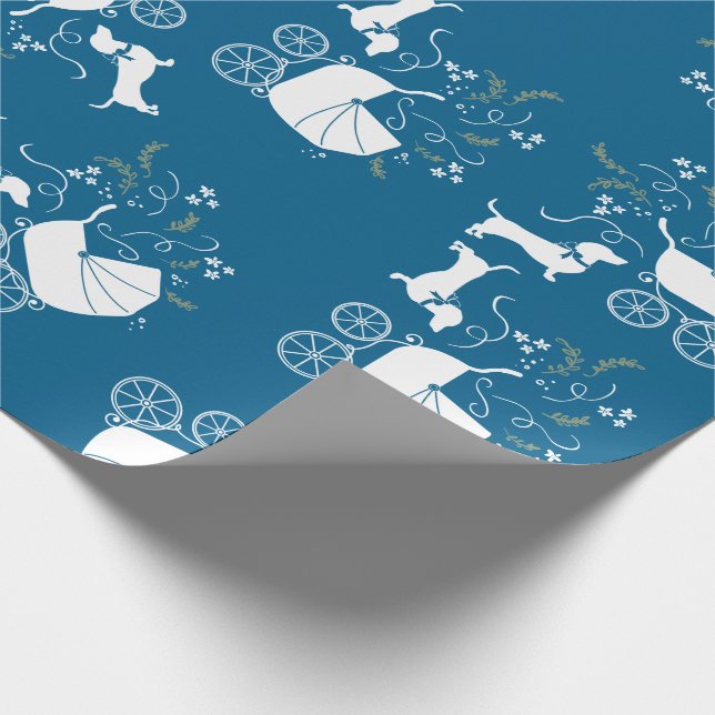 Dachshund Wiener Hund Baby Shower Blue Boy Presentpapper (Hörn)