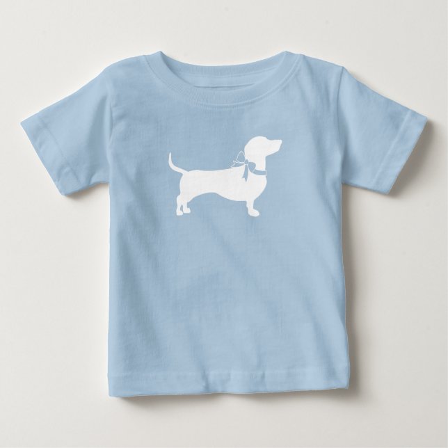 Dachshund Wiener Hund Baby Shower Blue Boy T Shirt (Framsida)