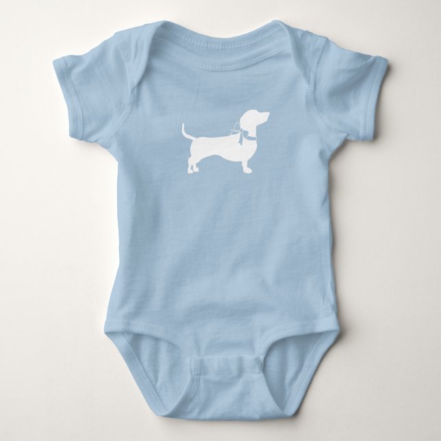 Dachshund Wiener Hund Baby Shower Blue Boy T Shirt (Framsida)
