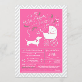 Dachshund Wiener Hund Baby Shower Rosa Girl Inbjudningar