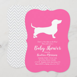 Dachshund Wiener Hund Baby Shower Rosa Girl Inbjudningar