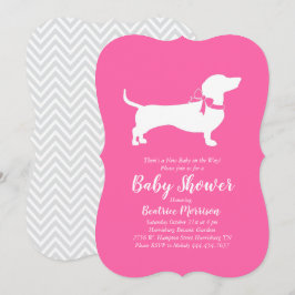 Dachshund Wiener Hund Baby Shower Rosa Girl Inbjudningar