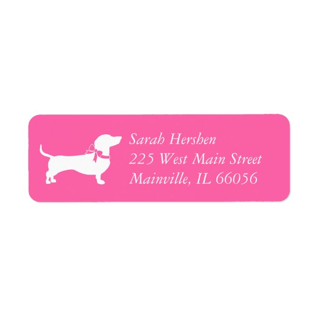Dachshund Wiener Hund Baby Shower Rosa Girl Returadress Etikett (Framsidan)