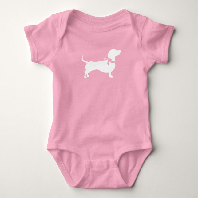Dachshund Wiener Hund Baby Shower Rosa Girl T Shirt (Framsida)