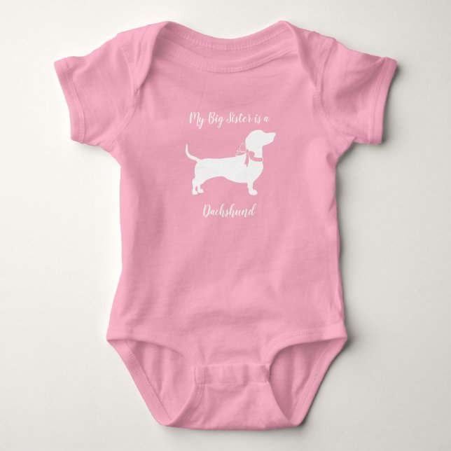 Dachshund Wiener Hund Baby Shower Rosa Girl T Shirt (Framsida)