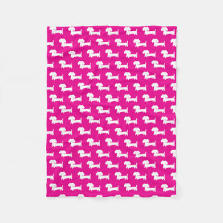 Dachshund Wiener Hund Blanket Shock rosa Fleecefilt