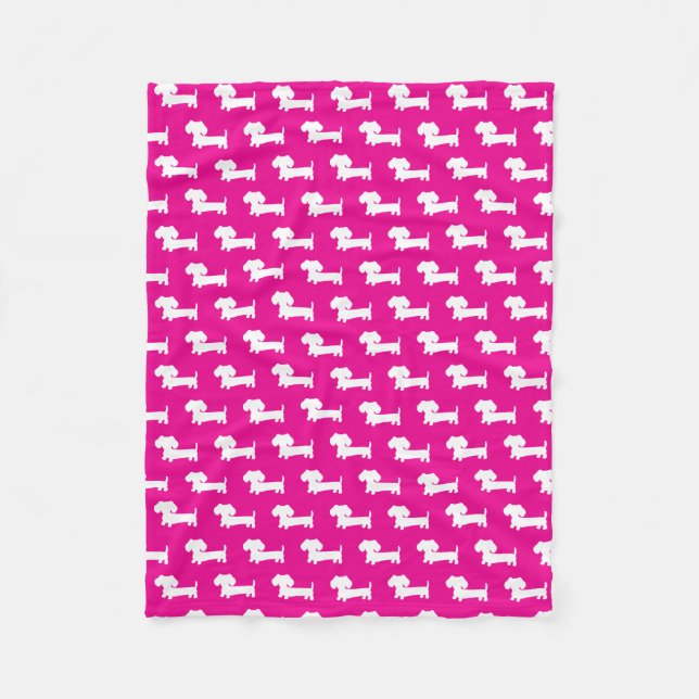 Dachshund Wiener Hund Blanket Shock rosa Fleecefilt (Framsidan)