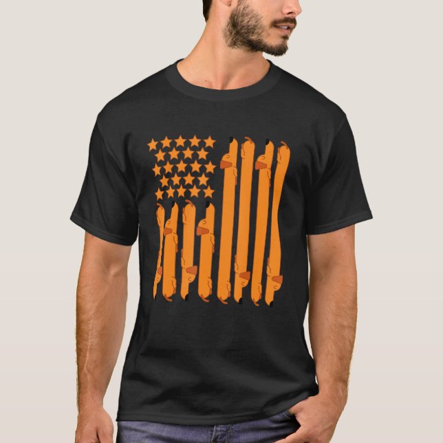 Dachshund Wiener Hund Flagga T Shirt (Framsida)